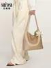 Bolso tote de estrella de tamaño mediano tejido a mano, moderno bolso cubo de mano, bolso casual para el hombro para el día a día para mujer