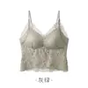 Nueva camisola de encaje estilo coreano para otoño para mujer con copas incorporadas, no necesita usar un sujetador aparte, ropa interior perezosa para mujer