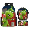 Cabelo verde estranho Grinch transfronteiriço nova mochila dos desenhos animados bolsa de ombro bolsa de três peças bolsa caneta uma geração de cabelo