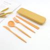 Tenedor, Cuchara y Palillos Portátiles Plegables de Paja de Trigo Estudiante al Aire Libre Set de Tres Piezas de Vajilla de Plástico Portátil Fabricante Mayorista