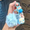 Colgante Llavero Hielo Frijol de Leche Relleno de Aceite Acrílico, Encanto de Helado de Fresa, Accesorio para Bolsa, Pequeño Regalo para Máquina de Garra