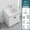 Gabinete de lavandería de aluminio tipo panal con tabla de lavar, lavabo de cerámica para lavandería, fregadero de lavandería para balcón, tocador de baño de pie