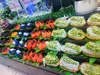 Expositor de Frutas em Camadas Feito Sob Medida para Supermercado de Alimentos Frescos Prateleira de Frutas e Legumes de Supermercado Estante de Loja de Frutas Mesa de Corte de Frutas Balcão de Caixa