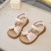 Sandálias Princesa Fofas de Renda com Laço para Meninas 2025 Estilo Coreano Verão Novo Menininha Sola Macia Sapatos de Praia Tendência