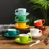 Taza Creativa para Cappuccino de 75ml Taza para Latte Art Taza de Café y Platillo Juego Taza Colorida Europea para el Té de la Tarde Taza para Espresso