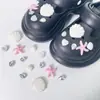 Charms para sapato Croc DIY corrente de pulseira de flor de pérola tridimensional flor de sapato estilo balé removível acessório de sapato decoração