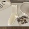 Meias de Algodão Cor Sólida Outono/Inverno para Mulheres, Cano Médio, Antibacterianas Grau 10A, Resistentes a Odores, Anti-Pilling, Doces, Sem Costura, Empilháveis