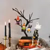 Nova Escultura em Madeira de Abóbora Fantasma Caveira Aranha Morcego para Decoração de Árvore de Halloween Festa