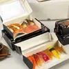 Caja de embalaje personalizada de sushi desechable con ventana, caja de embalaje plegable con tapa abatible integrada, caja para hornear pasteles