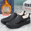 Botas de chuva de cano baixo da moda, sapatos de trabalho masculinos Four Seasons, sapatos de cozinha de cano baixo antiderrapantes, sapatos de borracha resistentes ao desgaste, sapatos impermeáveis com forro de lã para pesca