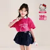 Tutu Elefantinho Roupa Infantil Camiseta para Meninas 100% Algodão 2026 Verão Novo Camisa Polo Infantil Cor Contrastante Manga Curta Top