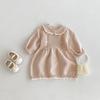 Otoño 2024 Falda para Niñas Estilo Coreano Solapa de Encaje Princesa Combinable Vestido Tejido Suéter para Niños