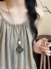 Collar Colgante Retro Geométrico Degradado Acuarela para Mujer Verano Nuevo Estilo Chino Cadena Larga para Suéter Cordón de Alta Gama Accesorios de Ropa