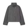 Para Comercio Exterior Europeo y Americano Transfronterizo Ropa de Mujer Aliexpress Más Vendido Casual Versátil Chaqueta Abrigo Corto de Lana con Cuello Alto