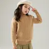 Suéter infantil de otoño e invierno con flor retorcida, suéter de lana pura, suéter para niños medianos y grandes tejido grueso, jersey para niños y niñas, top cálido de cachemira