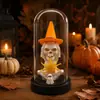Adorno de calavera en cúpula de cristal para Halloween, sombrero de mago, araña, decoración de fantasma, lámpara de atmósfera festiva de escritorio estilo terror