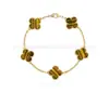 Pulsera de Calcedonia Morada Natural de Cinco Flores [Versión Alta Dorada V Chapado Grueso en Oro] Pulsera de Trébol de Cuatro Hojas de 18 Quilates para Mujer, Artesanía Exquisita