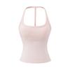Top Camisola Sexy Hot Girl com Gola Halter Costas Abertas, Novo Estilo de Verão com Bojos, Realça o Busto, Corte Justo, Regata Modeladora para Academia
