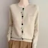 Elegante cárdigan de punto abotonado de colores para mujer, abrigo corto, grueso, elegante prenda de abrigo nueva para otoño e invierno 2026
