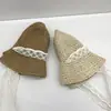 Sombrero para Mujer con Correa de Encaje, Cortavientos, Protector Solar, Sombrero de Paja, Pequeño y Fresco, Viaje de Verano, Vacaciones en la Playa, Sombrero Plegable