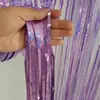 Cortina de Chuva de Seda Laser Colorida 3,3*6,6 pés Decoração de Cena de Teto para Festa de Aniversário Infantil Casamento Cortina de Porta com Franjas