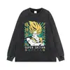 Directo del fabricante: Camisetas de manga corta estilo vintage, desgastadas y oversized, con estampados grandes de personajes de manga y anime, adecuadas para ventas transfronterizas