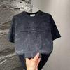 Camiseta de Verano con Letra Tridimensional para Hombre 2025 Nueva Cuello Redondo Ajustada Sencilla Manga Corta Camiseta Básica Versátil de Manga Corta para Jóvenes
