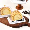 Caja de Empaque para Rollo de Pastel Caja de Cartón Corte Semicircular West Point Piel de Tigre Rollo Suizo Caja de Empaque para Postre Dragón Soñado con Tenedor para el Hogar