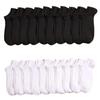 Calcetines para Hombre Blancos y Negros Transfronterizos Verano Delgados Poliéster-Algodón Transpirables Calcetines Cortos Casuales Deportivos Calcetines Modernos Calcetines Bajos Simples Venta al por Mayor