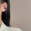 Pendientes pequeños y bonitos con clip para la oreja de estrella de cinco puntas y diamantes de imitación de doble cara, de estilo dulce y fresco, para mujer