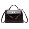 Bolso Pequeño Bolso de Mujer Verano Todo Combina 2022 Nuevo Moderno de Moda Bolso Cruzado Patrón de Cocodrilo Portátil Bolso Cuadrado Pequeño Bolso Kelly