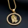 Collar con colgante de bergamota de oración de titanio y acero chapado en oro con microincrustaciones de circonita, nueva joyería hip hop HIPHOP transfronteriza europea y americana