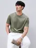Design de Bordado High Street 100% Algodão Lyocell Toque Fresco Camiseta Masculina Minimalista de Manga Curta Verão Deslocamento Respirável