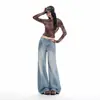 Pantalones de Jeans para Mujer de Pierna Ancha, Lavado Pesado Vintage Azul, Adelgazantes, Versátiles, Tiro Medio, Novedad Otoño 2026 Transfronterizos