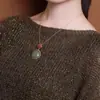 Accesorios para Mujer Collar con Colgante de Jaspe Natural Plata de Ley Hebilla Única Cadena para Clavícula Versátil Distintivo Simple Elegante