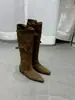 Botas Altas de Tacón Bajo con Punta Aguda Estilo Retro Coreano First Encounter Season para Mujer Otoño/Invierno 2026 Nuevas Botas Plegables de Dos Vías West