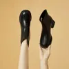 Botines de tacón medio con forro de felpa para mujer, nueva colección otoño/invierno 2026, estilo de bota individual, botines ajustados con forro de felpa estilo francés, tacón grueso, botas estilo Martin para mujer