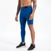 Calça de Compressão Esportiva Cinza Escuro Estilo Europeu e Americano para Homens, Secagem Rápida, Alta Elasticidade, com Bolsos, Calça de Compressão para Corrida, Uma Longa e Uma Curta, Calça de Academia
