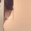 [Mariposa Hoja Seca] Diseño de Nicho Pendientes de Mariposa de Perla Pequeños y Exquisitos Aguja de Plata S925 Pendientes para Estudiantes Pendientes