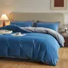Conjunto de Bebê de Veludo Classe A Quatro Peças Inverno Espessado Leite Veludo Estilo Lençol com Elástico Cor Sólida Quente Flanela Capa de Edredom Roupa de Cama