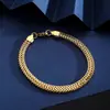 Pulsera Cubana de Acero de Titanio Dorado Transfronteriza Cadena Hueso de Serpiente Caliente para Hombres Europa y Estados Unidos Pulsera de Acero Inoxidable Chapada en Oro Real de 18K para Mujeres