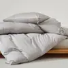 Conjunto de Roupa de Cama Minimalista Estilo Japonês de Alta Qualidade, 80 Fios, Algodão Tencel Lyocell, Capa de Edredom, Lençol, Lençol com Elástico, Conjunto de Quatro Peças, Cor Sólida, Estilo para Todas as Estações