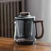 Tetera de Vidrio Resistente al Calor con Mango de Madera para Uso en Casa, Preparación y Separación de Té, Tetera de Flores