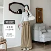 Pantalones culotte blancos de imitación de dos piezas para mujer, nuevo estilo primavera y otoño, adelgazantes, con caída, de cintura alta, pierna ancha, corte holgado, pantalones de traje casual