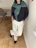 Chal Triangular de Mezcla de Lana Estilo Coreano para Primavera y Otoño para Mujer, Ropa Cálida Rayada de Otoño e Invierno Combinada con Bufanda Chal de Punto, Transfronterizo