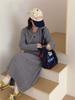 Otoño e Invierno Nuevo Estilo Coreano Casual Sudadera con Capucha y Cremallera Tejido de Punto Traje para Mujer Falda de Punto Holgada Perezosa Conjunto de Dos Piezas