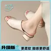 Sandalias de Exterior de Tacón Grueso Estilo Nuevo 2026, sin Cierre, para Mujer, Sandalias Retro Delgadas de Punta Cuadrada para Mujer