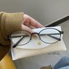 Lentes de Prescripción para Mujer Estilo Retro Vintage, Montura Ovalada Pequeña, Alambre Dorado, Lentes Planas, Bloqueo de Luz Azul, Adecuados para Rostros Pequeños