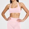 Roupa Íntima Esportiva Europeia e Americana Halter Sling Feminina Verão Sensação Nua com Bojo Roupa Externa Top Justo Treino Fitness Roupas de Yoga