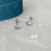 Aretes de Zircón Super Flash con Tornillo para Hueso de la Oreja para Mujer, Aretes Exquisitos y Versátiles de Acero Titanio, Aretes Simples, Compactos y de Alta Gama de Acero Inoxidable